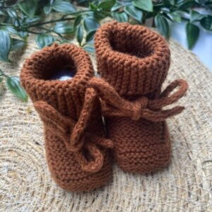 Babyslofjes Bootie | handgebreid van katoen | 0-3 maanden