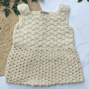gehaakt babyjurkje katoen maat 68 – jurkje Lelie handgemaakt