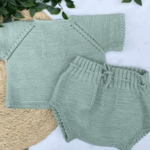 Handgemaakt babysetje Lily van katoen in maat 62 – broekje en hemdje