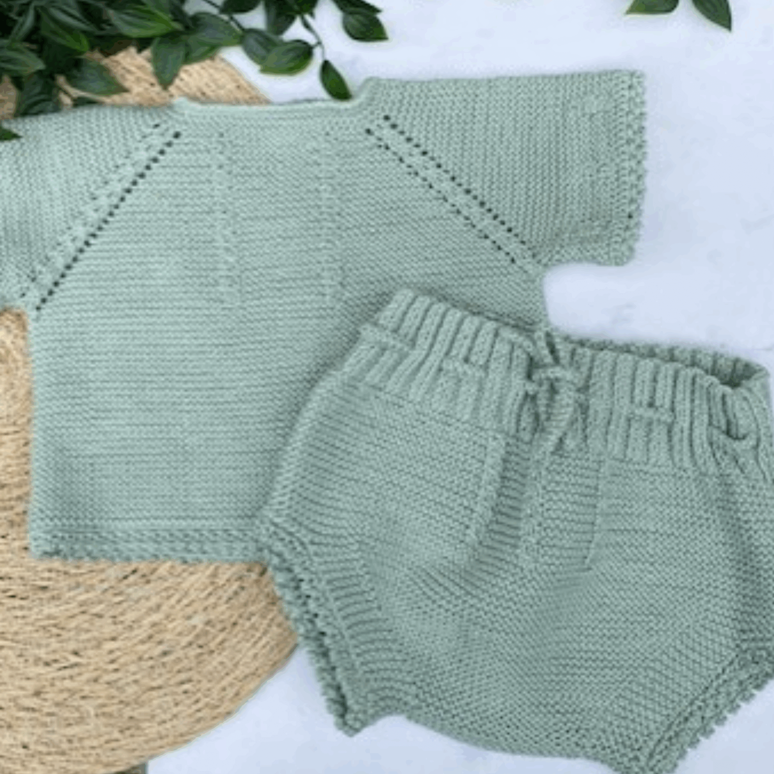 Handgemaakt babysetje Lily van katoen in maat 62 – broekje en hemdje