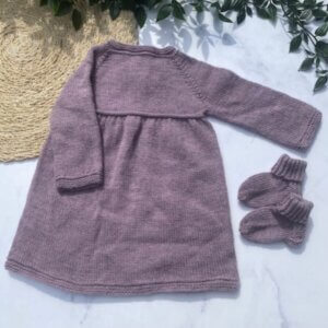 Gebreid babyjurkje Merino wol lange mouwen in meerdere kleuren en maten